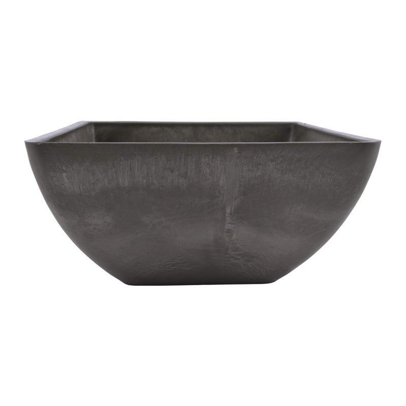 PSW Pot Collection 12x6 inch Plastic/Stone/Wood Composite Square Planter â€“ No Drainage Hole (Drillable), Modern Indoor/Outer Pot for Flowers, Foliage, Succulents, Fairy Gardens, Dark Charcoal - Image 2